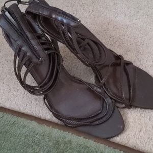 Brown high heeled shoes